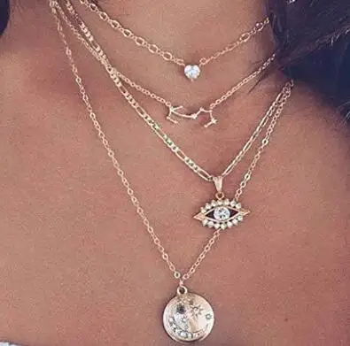 Crystal Pendant Necklace Greek Gold Moon Star Necklace Chain Coin Necklace for Women
Crystal Pendant Necklace Greek Gold Moon Star Necklace Chain Coin Necklace for Women