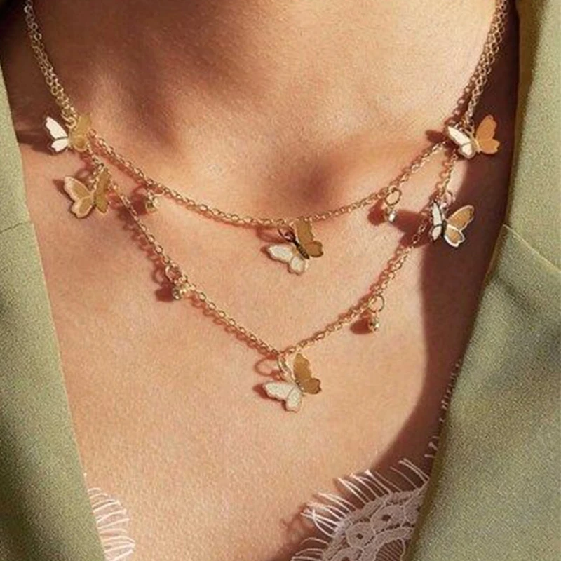 Fashion Gold Color Clavicle Chain Butterfly Necklace Butterfly Choker Necklace Double Layer Butterfly Pendant Necklace for Women
Fashion Gold Color Clavicle Chain Butterfly Necklace Butterfly Choker Necklace Double Layer Butterfly Pendant Necklace for Women