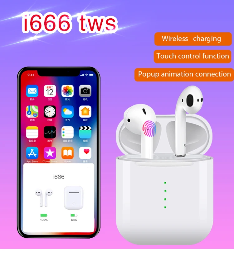 I666 Tws Blue tooth 5.0 Earbuds I12 Tws 1:1 Size pop-up Earphones Support Touch Control Charging Binaural Calling i9s i10tws - ANKUX.COM