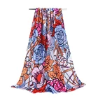 Factory polyester print shawl Spring floral printed scarf custom logo neckerchief women fashion big flower scarves