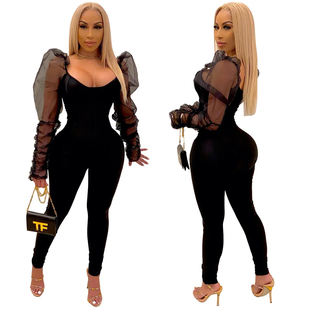 2021 elegant puff sleeve black sexy lace bodysuits long pant bodycon jumpsuits women one piece jumpsuit
2021 elegant puff sleeve black sexy lace bodysuits long pant bodycon jumpsuits women one piece jumpsuit