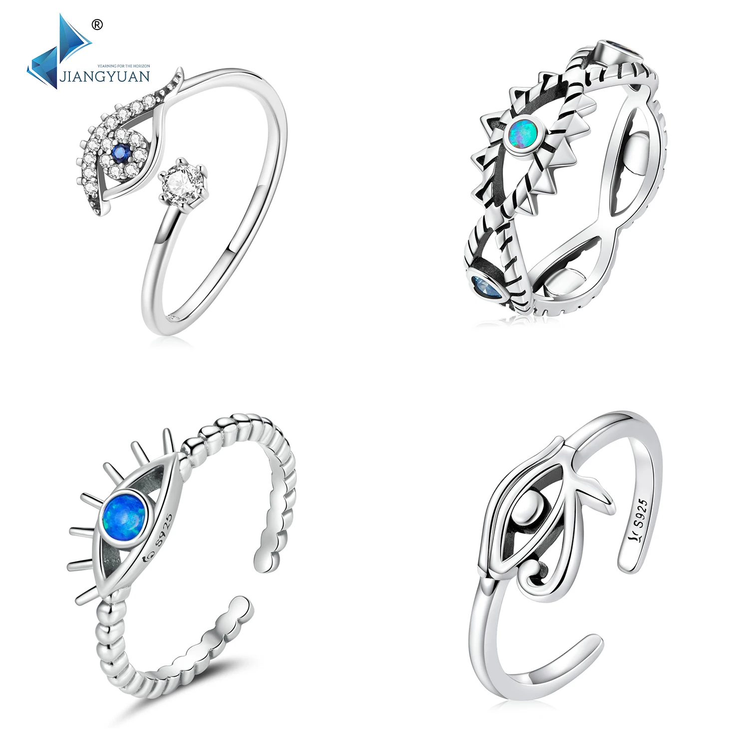 Wholesale Fashion 925 Sterling Silver Evil Eyes Ring Open Adjustable Ins Stacking Rings Mosaic Blue Opal for Women
Wholesale Fashion 925 Sterling Silver Evil Eyes Ring Open Adjustable Ins Stacking Rings Mosaic Blue Opal for Women