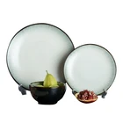 Round Custom Design tableware glazed Ceramic Stoneware Dinner Plate Bowl Set