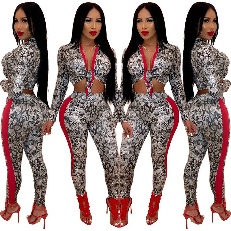 2020 new arrivals Spring Fashion Women V-Neck Lace up Long sleeve Navel Tops Side Striped Trousers Printed Custom Jumpsuit, Picture show
2020 new arrivals Spring Fashion Women V-Neck Lace up Long sleeve Navel Tops Side Striped Trousers Printed Custom Jumpsuit, Picture show