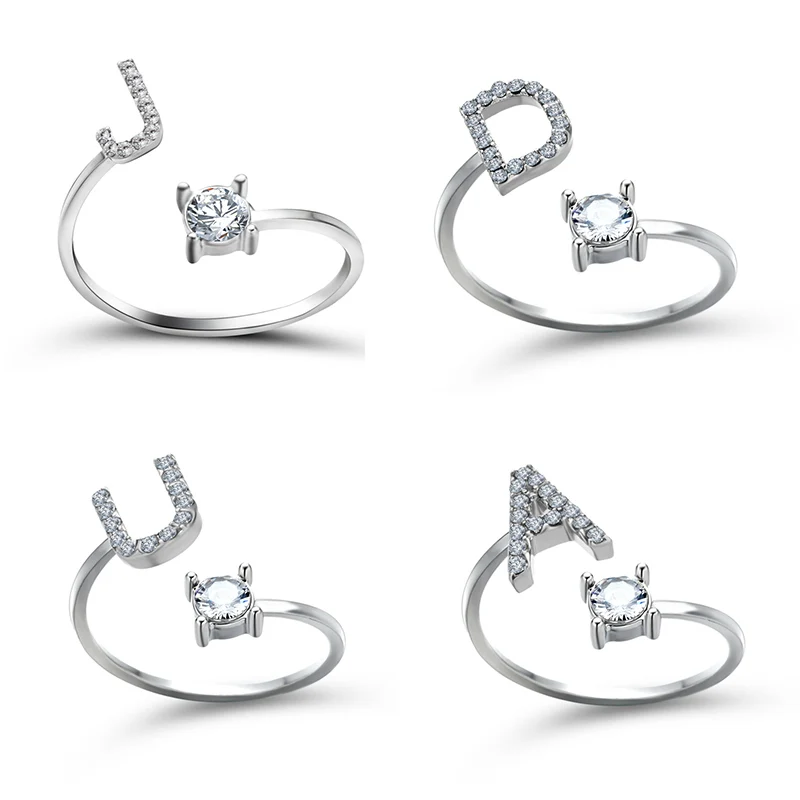 Fashion Party Silver Zircon Jewelry Gift Shine A-Z Alphabet Open Women Finger Initials Letter Ring
Fashion Party Silver Zircon Jewelry Gift Shine A-Z Alphabet Open Women Finger Initials Letter Ring