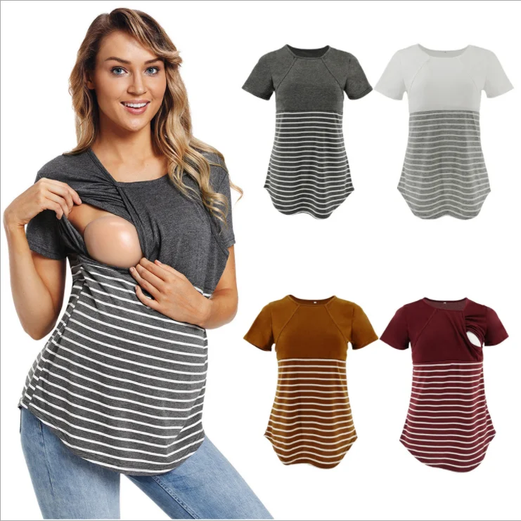 Cheap Maternity T-Shirt Women's Motherhood Maternity+Clothing Stripe Tops Side opening Ruching Pregnancy Lactation Blouses, White
Cheap Maternity T-Shirt Women's Motherhood Maternity+Clothing Stripe Tops Side opening Ruching Pregnancy Lactation Blouses, White
