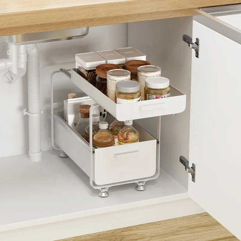 Steel ball sliding rail Kitchen metal storage holder drawer spice rack, White or black
Steel ball sliding rail Kitchen metal storage holder drawer spice rack, White or black