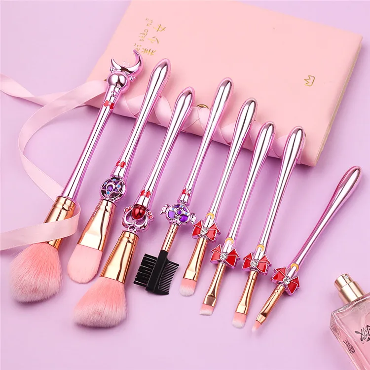 Wholesale Crystal Rhinestone Makeup Brushes 8pcs Magical Girl Make up Brushes Set Sailor Moon Make up Brushes With Cute Pink Bag
Wholesale Crystal Rhinestone Makeup Brushes 8pcs Magical Girl Make up Brushes Set Sailor Moon Make up Brushes With Cute Pink Bag