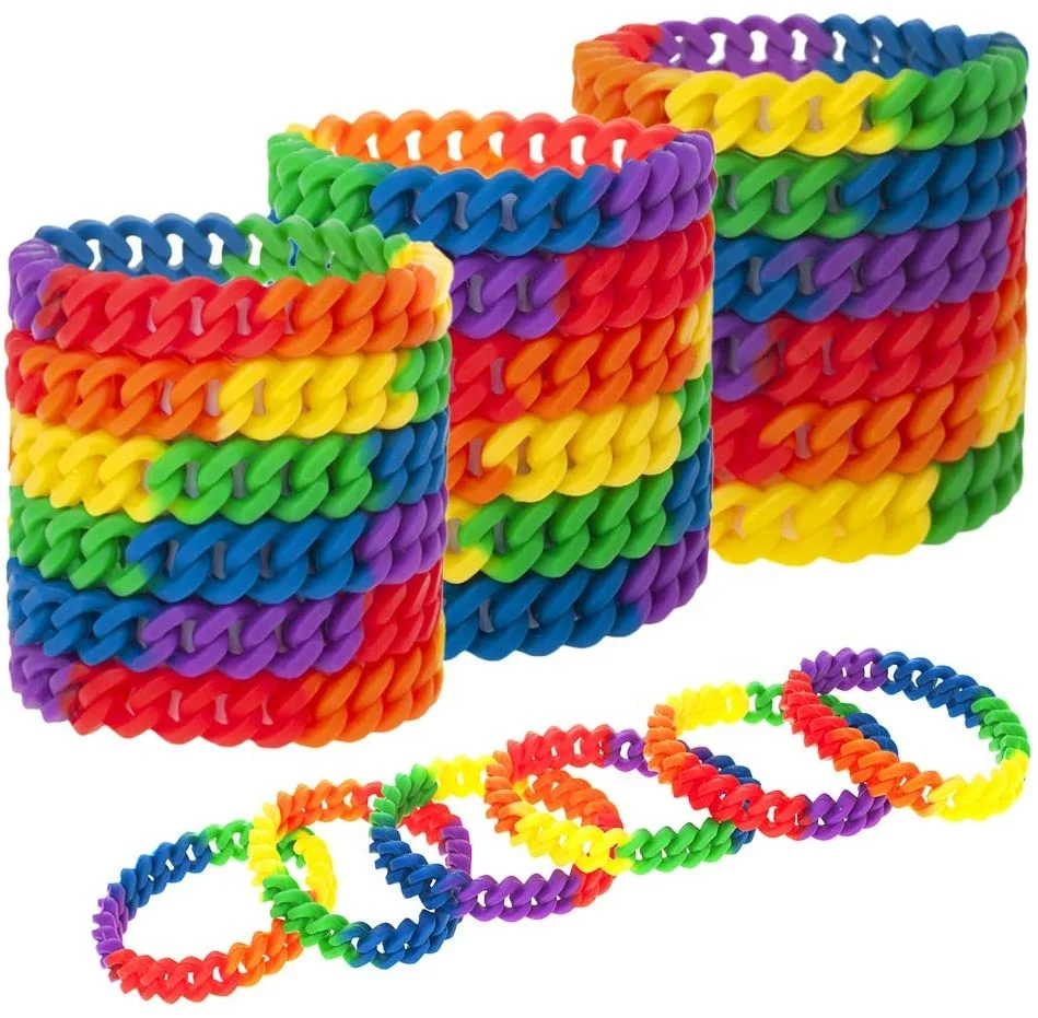 Chain Link Silicone Rainbow Pride Bracelets, Party Adult Wristbands, Customized color
Chain Link Silicone Rainbow Pride Bracelets, Party Adult Wristbands, Customized color