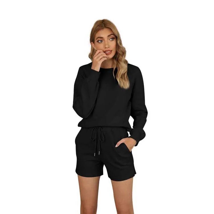 High quality two piece long sleeves midriff-baring casual homewear women sleepwear set, Colorful
High quality two piece long sleeves midriff-baring casual homewear women sleepwear set, Colorful