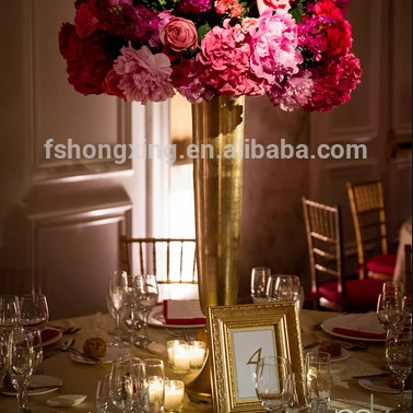 CT82 unique trumpet gold vase for wedding table decoration