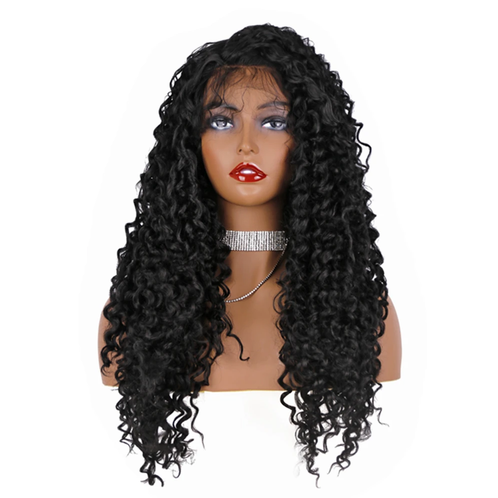 Wholesale Black Synthetic Lace Frontal Wigs Kinky Curly Luxury Synthetic Hair Lace Front Wig
Wholesale Black Synthetic Lace Frontal Wigs Kinky Curly Luxury Synthetic Hair Lace Front Wig