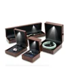 Extremely luxury dark brown chocolate wood lacquered jewellery box lacquer ring box with light