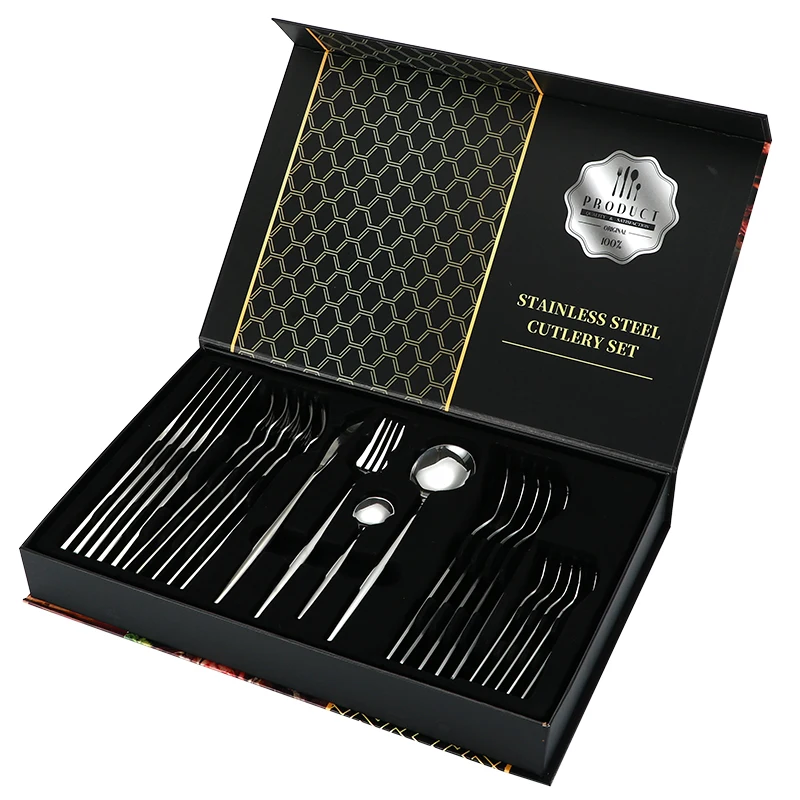 Luxury Wedding Gift 24 Pieces Knife Spoon Fork Sets Gold Plated Flatware Stainless Steel Cutlery Sets With Gift Box, Colors
Luxury Wedding Gift 24 Pieces Knife Spoon Fork Sets Gold Plated Flatware Stainless Steel Cutlery Sets With Gift Box, Colors