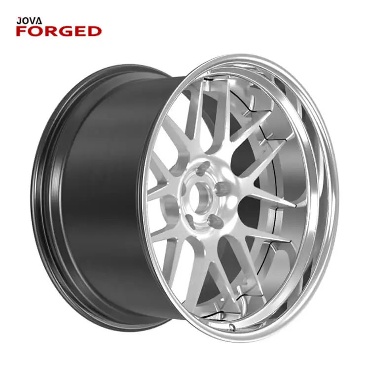 Custom Y Spoke Polished Lip Alloy Rims Black Barrel 5x100 20 Inch Deep Dish Wheels 