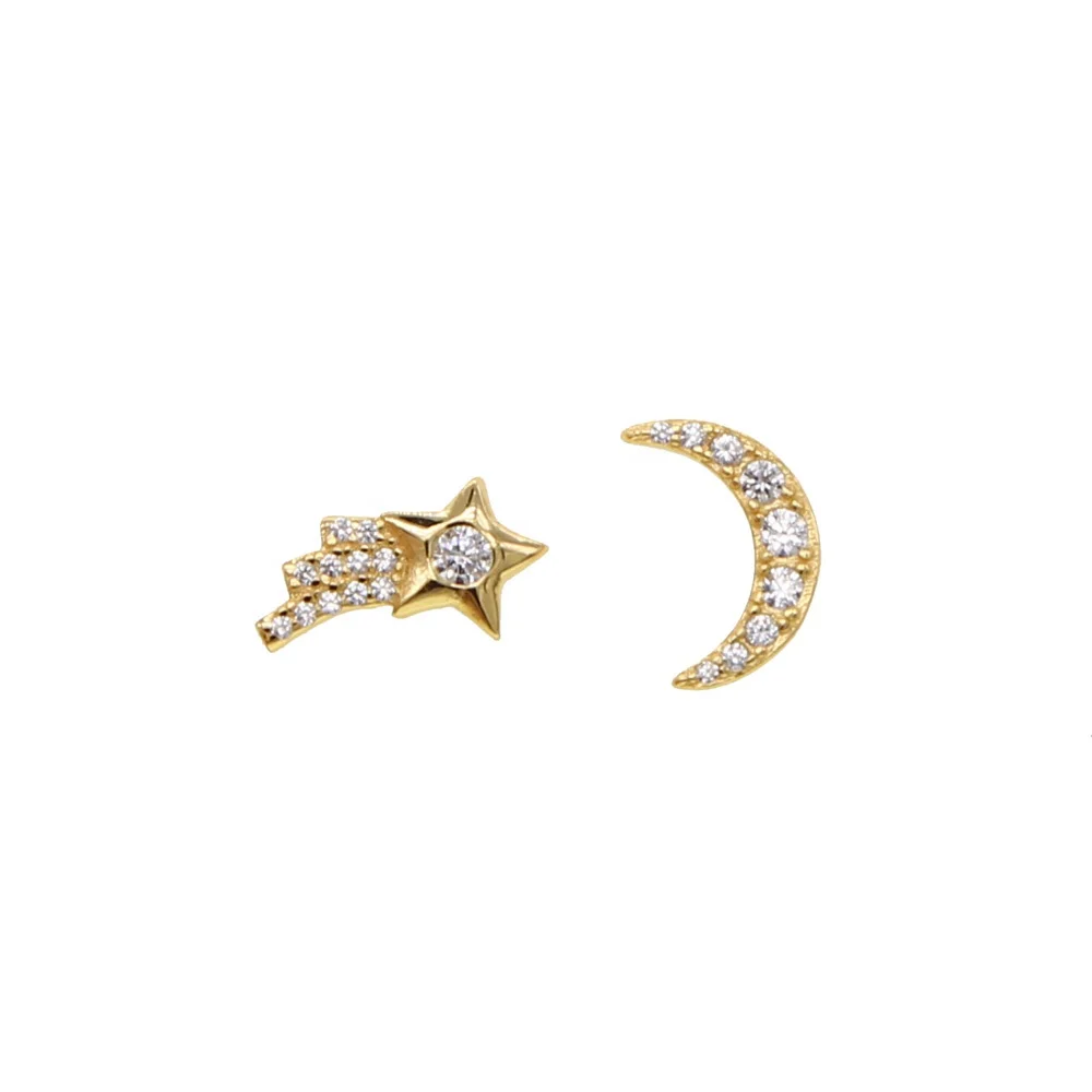 minimal classic jewelry 100% real 925 sterling silver mini moon star cz shooting star stud earring for girl women
minimal classic jewelry 100% real 925 sterling silver mini moon star cz shooting star stud earring for girl women
