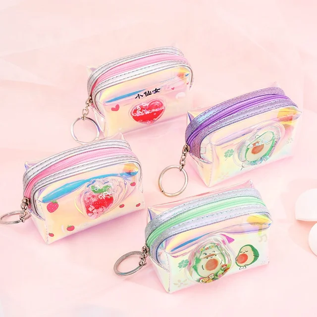 Quicksand Coin Purse Laser Colorful PVC Zipper Storage Bag Custom Transparent Fruit Purse, Same as picture
Quicksand Coin Purse Laser Colorful PVC Zipper Storage Bag Custom Transparent Fruit Purse, Same as picture