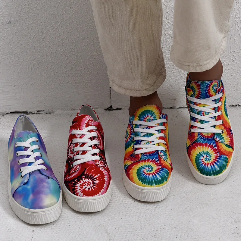 QT-002 new fashion tie dye print flat shoes casual walking wear trainers for women Pu leather Lace-up casual Sneakers shoes, Picture show
QT-002 new fashion tie dye print flat shoes casual walking wear trainers for women Pu leather Lace-up casual Sneakers shoes, Picture show