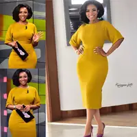 2020 Hot Sale Fashion Classic Streetwear Women Yellow O Neck Half Sleeve Slim Pencil Knee-length Dress Vestidos
2020 Hot Sale Fashion Classic Streetwear Women Yellow O Neck Half Sleeve Slim Pencil Knee-length Dress Vestidos