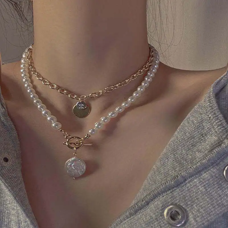 2020 Ins Baroque Pearl Pendant Necklace Gold Coin Link Chain Choker Necklace For Women, As picture
2020 Ins Baroque Pearl Pendant Necklace Gold Coin Link Chain Choker Necklace For Women, As picture