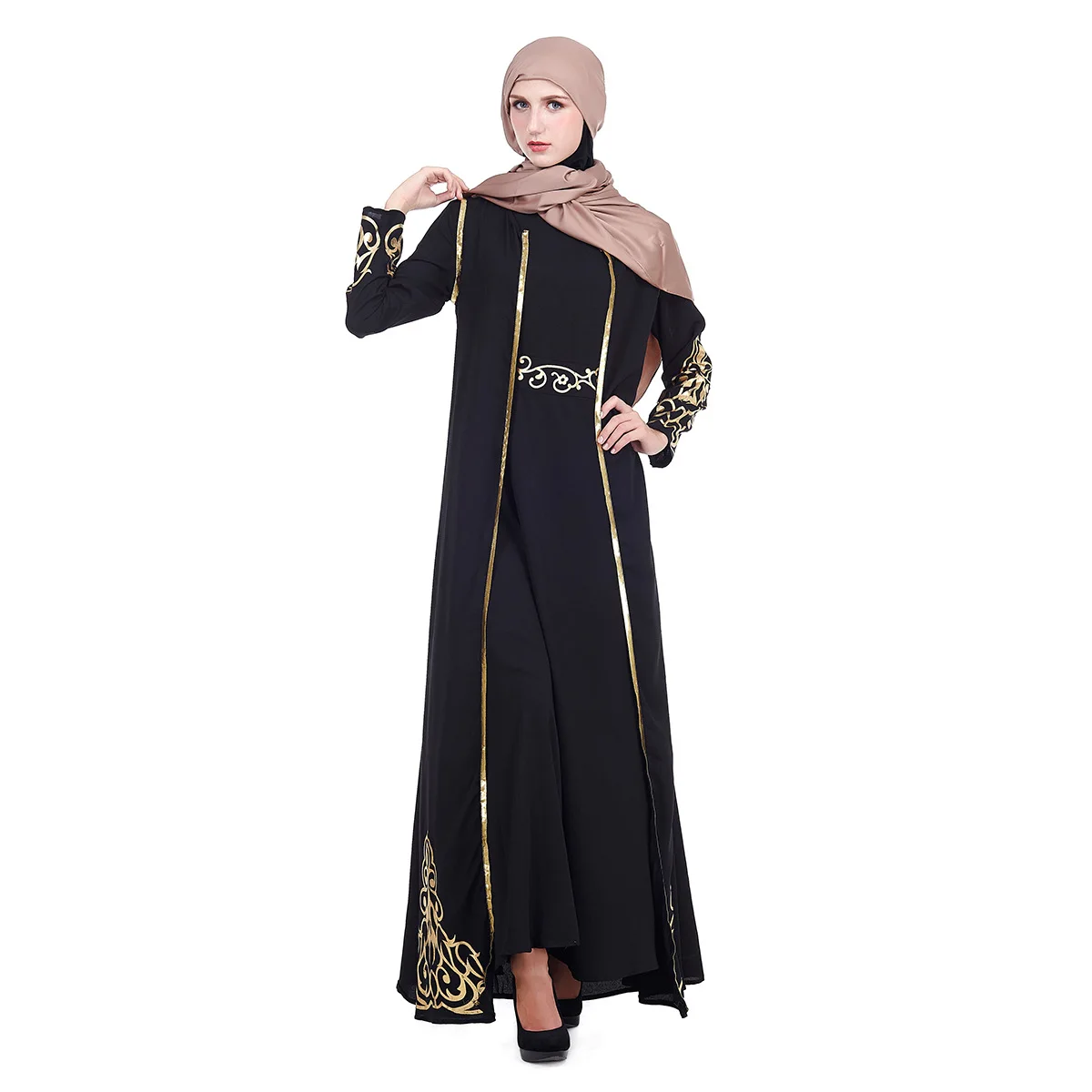 ZK004 new muslim prayer dress black robe cardigan classic prom dresses abaya women clothing, Black/purple/green
ZK004 new muslim prayer dress black robe cardigan classic prom dresses abaya women clothing, Black/purple/green