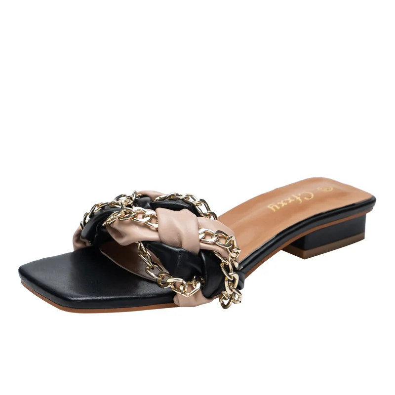 Wholesale 2021 summer new metal chain woven decoration sandals light-weight anti-slip slippers outdoor casual women slippers, Customized color
Wholesale 2021 summer new metal chain woven decoration sandals light-weight anti-slip slippers outdoor casual women slippers, Customized color
