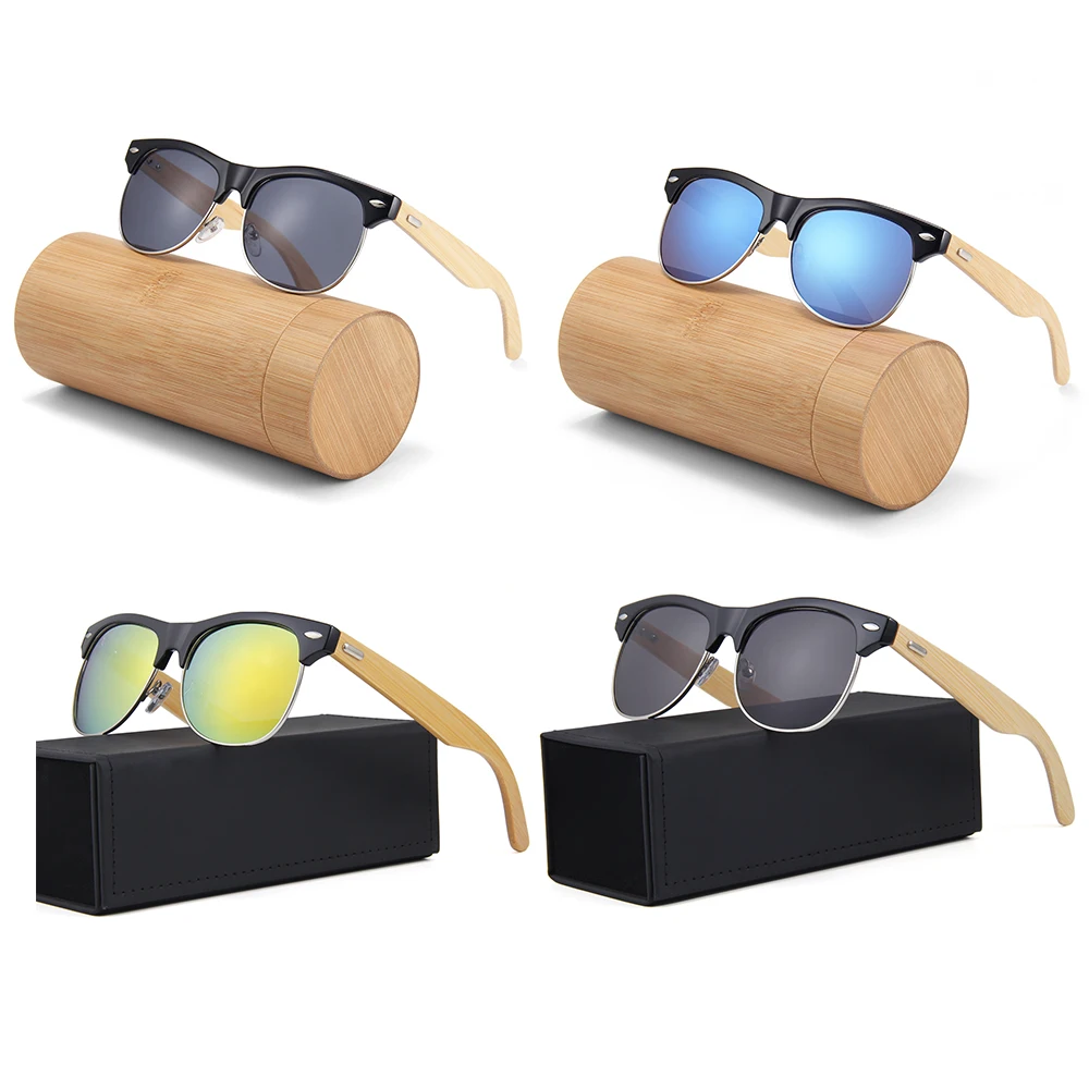 

Promotion Hot selling handmade framed fashion custom logo wood bamboo uv400 in stock pc lens sunglasses 2023 2022
