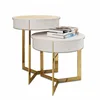 Modern Lacquered design round carrara marble center metal side table