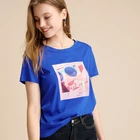 Wholesale fashion soft short sleeve o-neck casual shirt 100% cotton printed shirt for women 2019