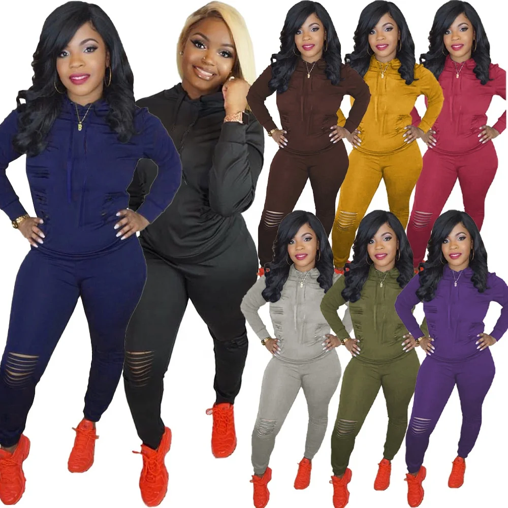 Z09618 Fashion Sweater Women Hoodie Two Piece Set Long Sleeve Winter Joggers Solid Ripped Casual Hoody Hole Two Piece Set, As picture shows
Z09618 Fashion Sweater Women Hoodie Two Piece Set Long Sleeve Winter Joggers Solid Ripped Casual Hoody Hole Two Piece Set, As picture shows