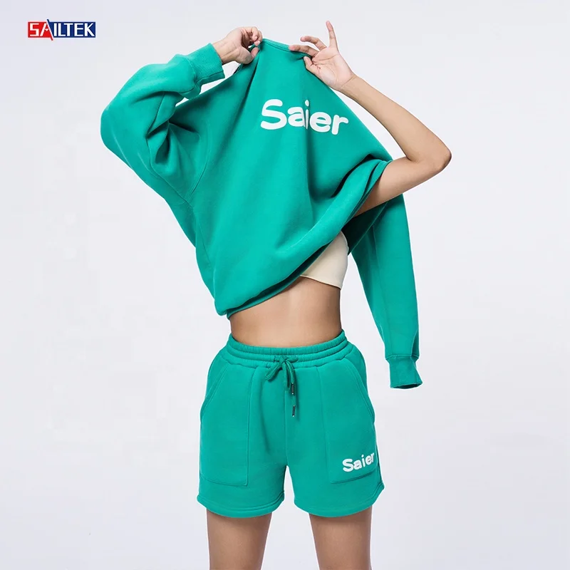 2024 Custom logo sportswear short sweat suits women's sets 2 piece sweatshirts and shorts sets for women
2024 Custom logo sportswear short sweat suits women's sets 2 piece sweatshirts and shorts sets for women