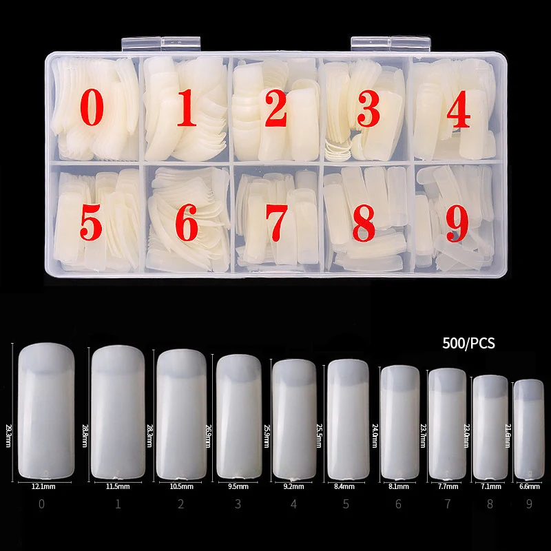 500pcs/box False Nails Full/Half Cover Square Curved French Nail Tips Soft Thin Acrylic Artificial Nails for Manicure Salon, Clear, natural
500pcs/box False Nails Full/Half Cover Square Curved French Nail Tips Soft Thin Acrylic Artificial Nails for Manicure Salon, Clear, natural