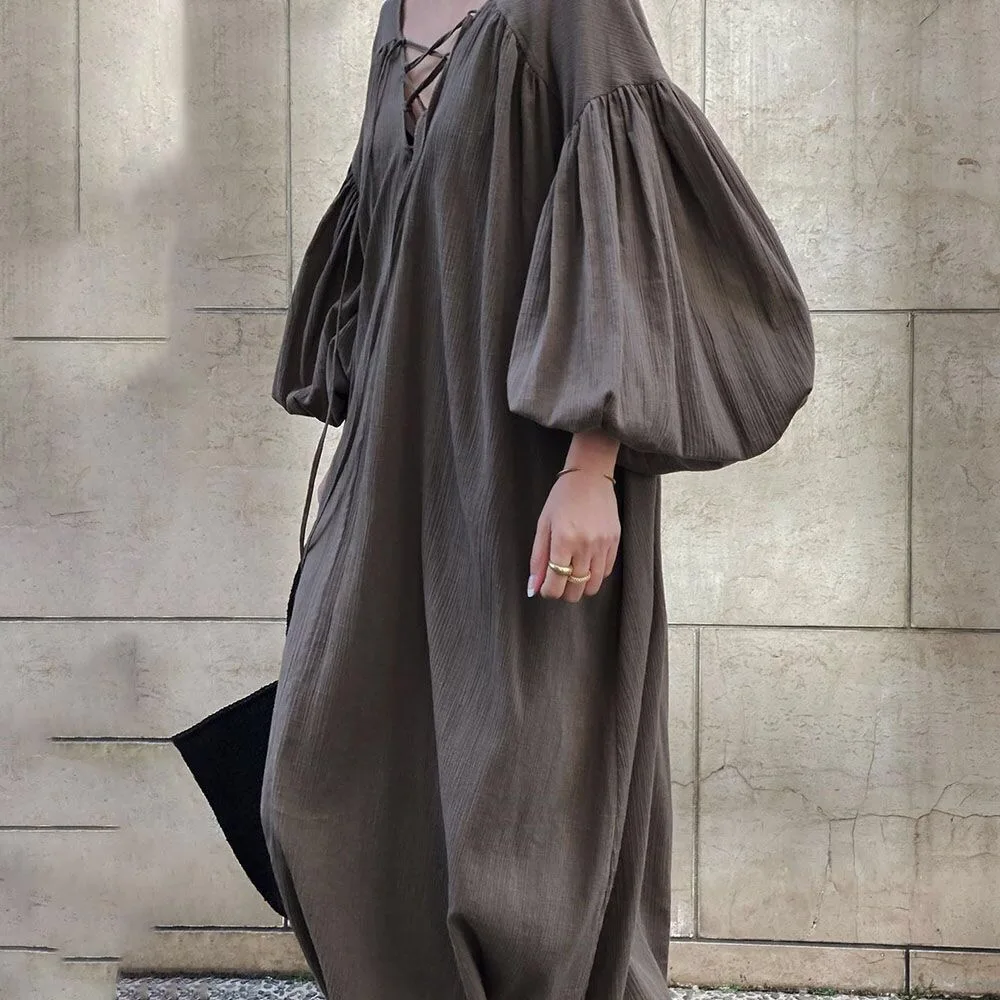 Wholesale 2020 Spring and Summer Casual Loose Large Size Cotton and Linen Dress Elegant Lace V-neck Lantern Sleeve Women Dress
Wholesale 2020 Spring and Summer Casual Loose Large Size Cotton and Linen Dress Elegant Lace V-neck Lantern Sleeve Women Dress