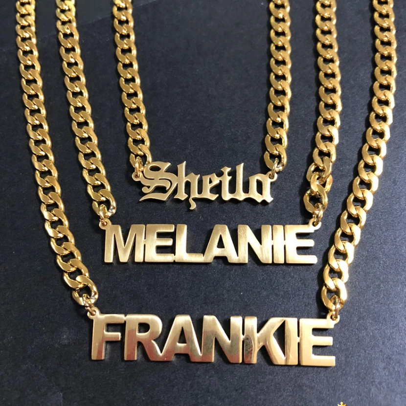 Best Selling Products Personalised Stainless Steel PVD Gold Plated Thick link Chain Custom Name letter plate Necklace 
Best Selling Products Personalised Stainless Steel PVD Gold Plated Thick link Chain Custom Name letter plate Necklace
