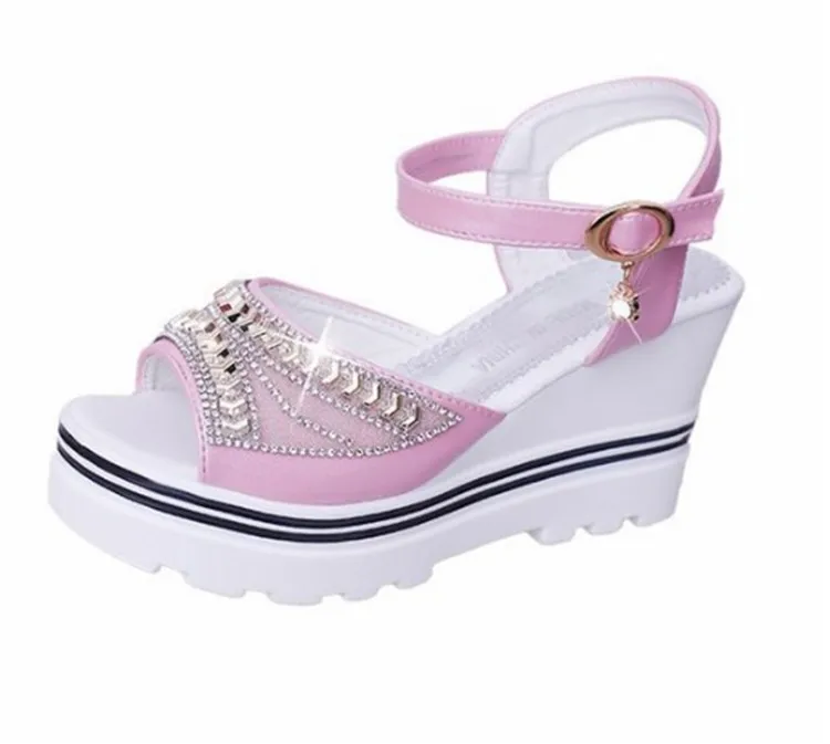 2020 Summer new pure color female sandal wedge heel water drill waterproof platform fashionable female cool shoes, White, pink, blue
2020 Summer new pure color female sandal wedge heel water drill waterproof platform fashionable female cool shoes, White, pink, blue