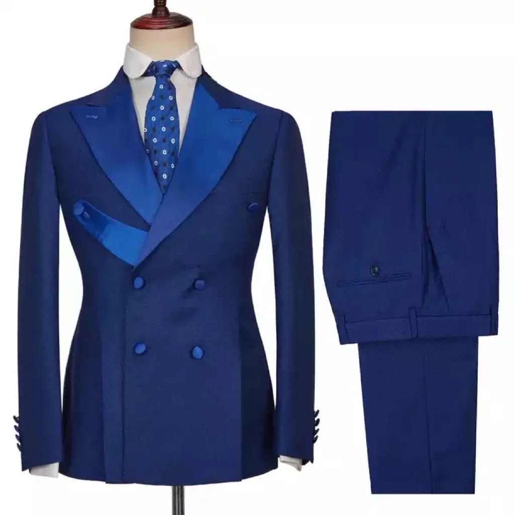 Wedding for Suit Men Jacket Double Breasted Waistcoat with Royal Blue Pants Male Fashion Costume Formal Suits Set
Wedding for Suit Men Jacket Double Breasted Waistcoat with Royal Blue Pants Male Fashion Costume Formal Suits Set