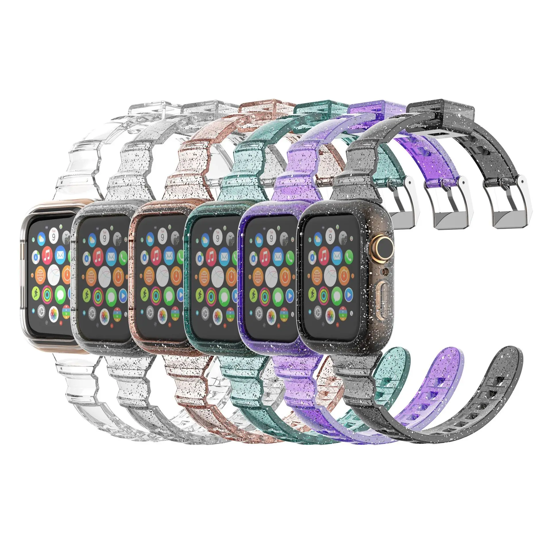 Strap with Case for Apple Watch Band 42mm 38mm 44mm 40mm Sport Glitter Silicone Bracelet for iWatch Band Series 6 5 4 3 SE, Black
Strap with Case for Apple Watch Band 42mm 38mm 44mm 40mm Sport Glitter Silicone Bracelet for iWatch Band Series 6 5 4 3 SE, Black
