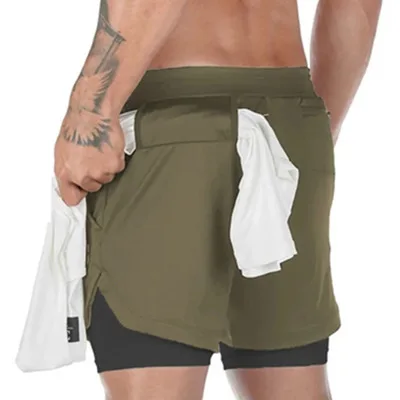 Wholesale Unbranded Product Sports Running Gym Shorts Bulk Blank Plain Custom Logo Men's Olive Green Workout Shorts