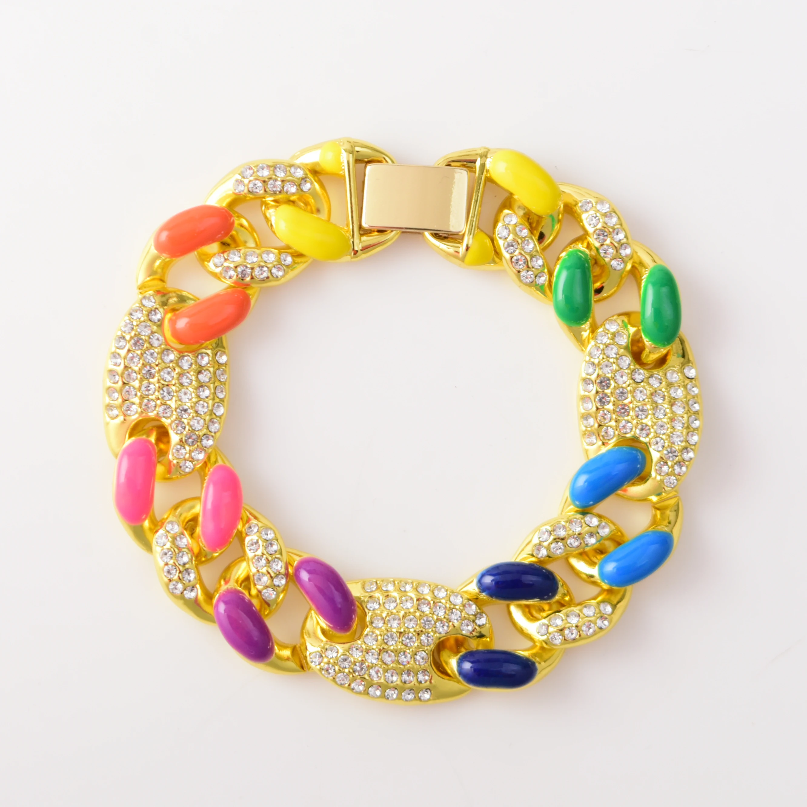 2021 new bracelet hip hop colorful 12mm tide brand personality male Cuban chain bracelet, Photo
2021 new bracelet hip hop colorful 12mm tide brand personality male Cuban chain bracelet, Photo