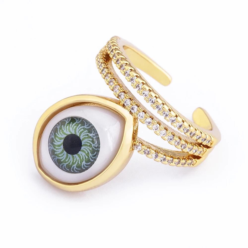 Fashion Design Evil Eye Adjustable Rings for Women Girls Multi-layer Crystal Gold Plated Finger Rings Jewelry New Year Gift, Pink/coffee/green/dark blue/light blue
Fashion Design Evil Eye Adjustable Rings for Women Girls Multi-layer Crystal Gold Plated Finger Rings Jewelry New Year Gift, Pink/coffee/green/dark blue/light blue
