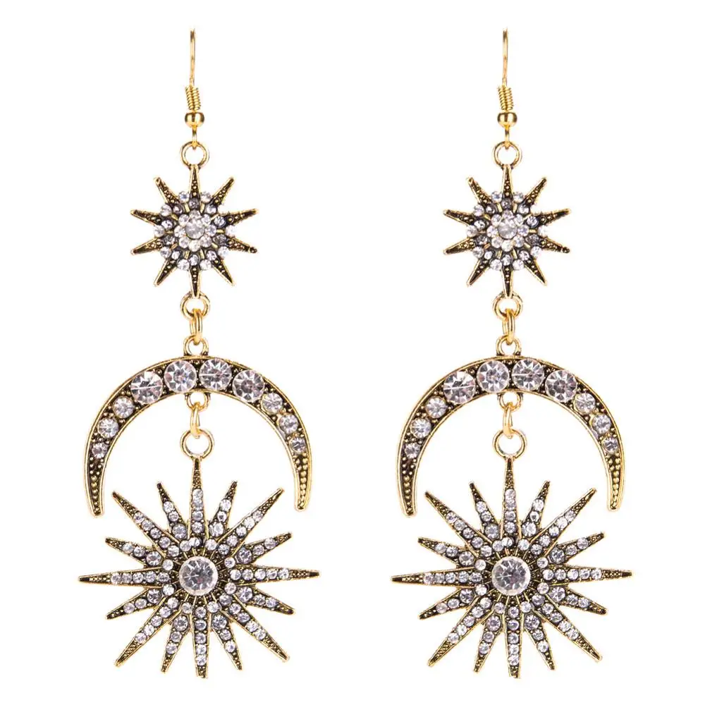 HOVANCI Europe and America Party Evening Exaggerate Earrings Fashionable Long Diamond Tassel Star Moon Earrings, 3colors
HOVANCI Europe and America Party Evening Exaggerate Earrings Fashionable Long Diamond Tassel Star Moon Earrings, 3colors