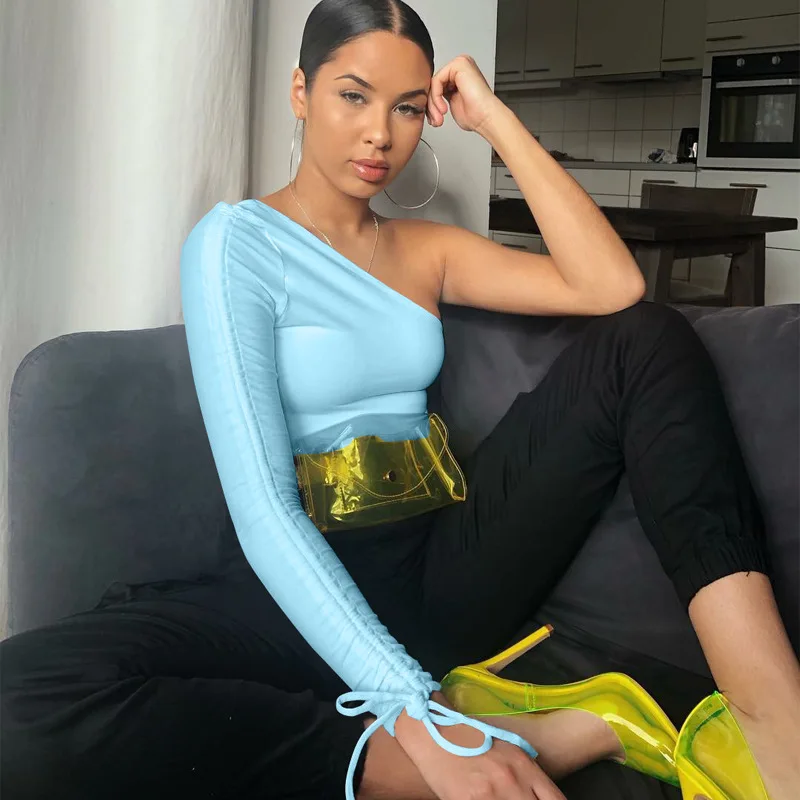 one shoulder drawstring long sleeve crop top women t shirt 2020 clothing girl's fashion ladies custom clothing tshirt
one shoulder drawstring long sleeve crop top women t shirt 2020 clothing girl's fashion ladies custom clothing tshirt
