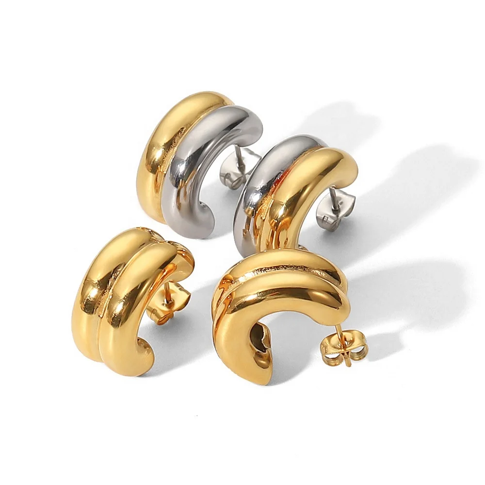 New Stainless Steel Double Layer Earrings C-shaped Hollow Color Block Geometric Earrings For Womens Gifts Simple Fashion Jewelry
New Stainless Steel Double Layer Earrings C-shaped Hollow Color Block Geometric Earrings For Womens Gifts Simple Fashion Jewelry