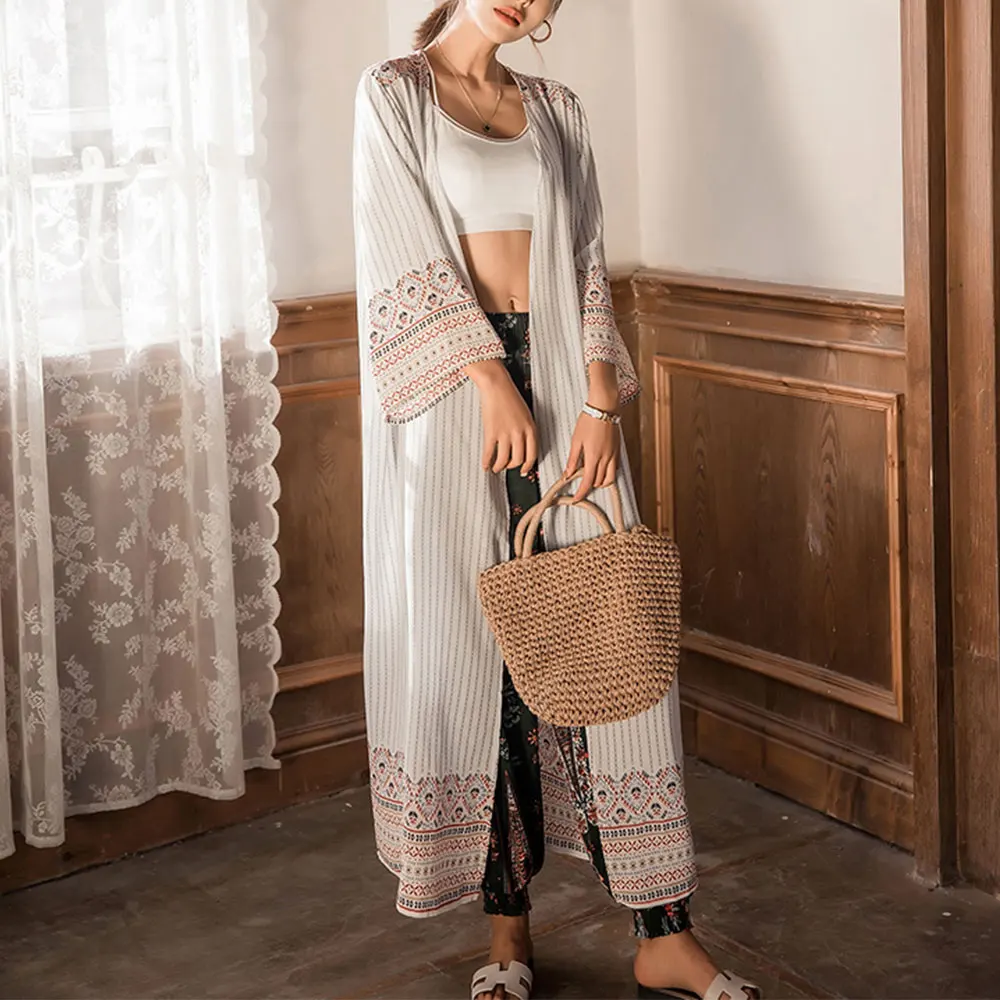 Casual Striped Beach Kimono Boho Loose Long Sleeve Summer Cardigan Cotton Chiffon Shirt Bohemian White Blouse For Women, As pictures
Casual Striped Beach Kimono Boho Loose Long Sleeve Summer Cardigan Cotton Chiffon Shirt Bohemian White Blouse For Women, As pictures