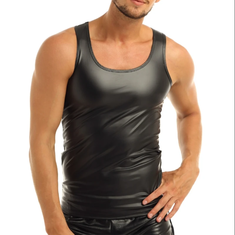 iEFiEL Black Sexy Mens Faux Leather Tank Top Round Collar Sleeveless Workout Undershirt Waistcoat
iEFiEL Black Sexy Mens Faux Leather Tank Top Round Collar Sleeveless Workout Undershirt Waistcoat