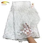 New arrival design white guipure 3d tulle lace mesh fabric embroidery