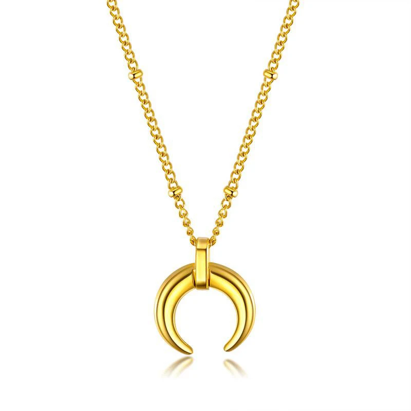 Korean Women Titanium Steel Moon Necklace Gold Color Stainless Steel Short Clavicle Chain Pendant Necklace (SK771), As picture
Korean Women Titanium Steel Moon Necklace Gold Color Stainless Steel Short Clavicle Chain Pendant Necklace (SK771), As picture