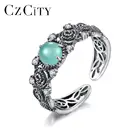 CZCITY Hot Sale Opening Black Thai Silver Ring for Men and Women Factory Directly Sale