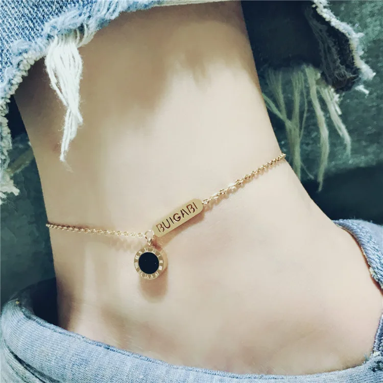 Popular Jewelry All-Match Jewelry Roman Numerals Double-Sided Stainless Steel Plated 18k Gold Anklet
Popular Jewelry All-Match Jewelry Roman Numerals Double-Sided Stainless Steel Plated 18k Gold Anklet