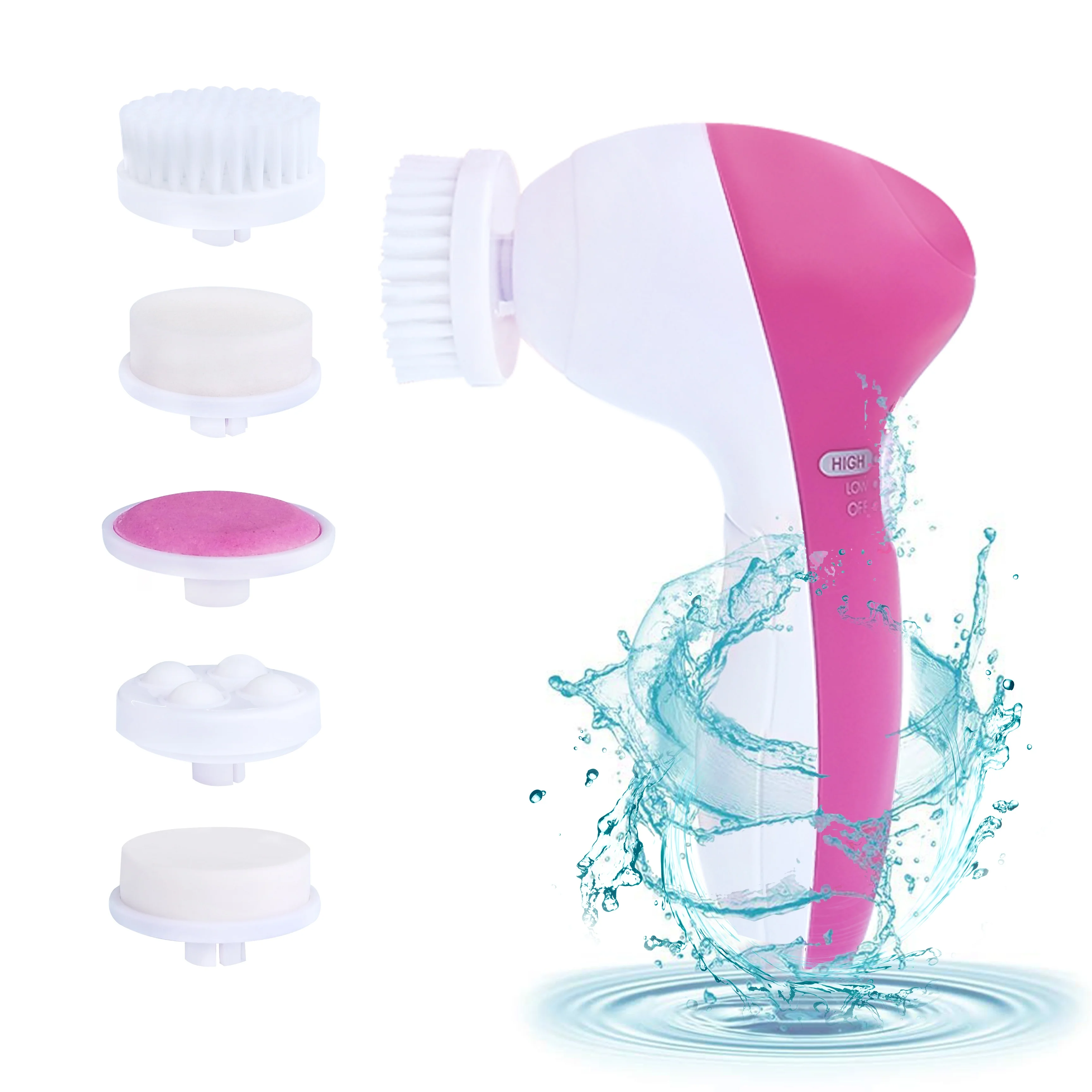 Multifunctional Waterproof Spa Face Spin Brush Set Electric 5 in 1 Facial Cleansing Brush, Pink
Multifunctional Waterproof Spa Face Spin Brush Set Electric 5 in 1 Facial Cleansing Brush, Pink
